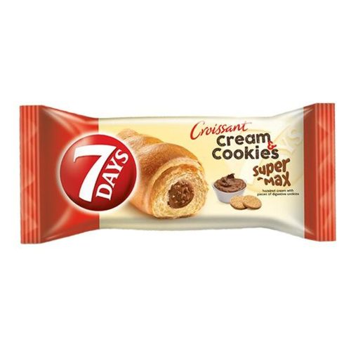 7DAYS Super Max Cream&Cookies croissant mogyikrém töltelék keksz darab-110g