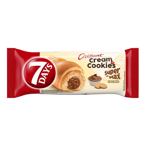 7DAYS Super Max Cream&Cookies croissant mogyikrém töltelék keksz darab-98g