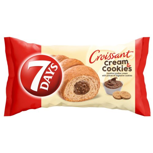 7DAYS Cream&Cookies croissant mogyorós töltelék és kekszdarabok - 60g