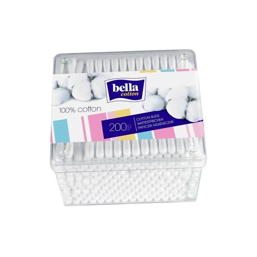 Bella cotton fültisztító pálcika, tégladobozos, papír - 200b