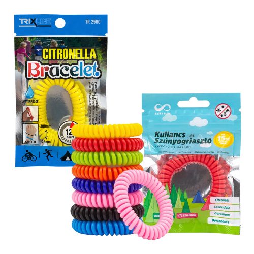 Szúnyog- és kullancsriasztó karkötő többféle színben - 1db