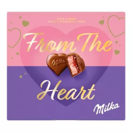   Milka From Heart alpesi tejcsokoládé praliné epres töltelékkel - 114g