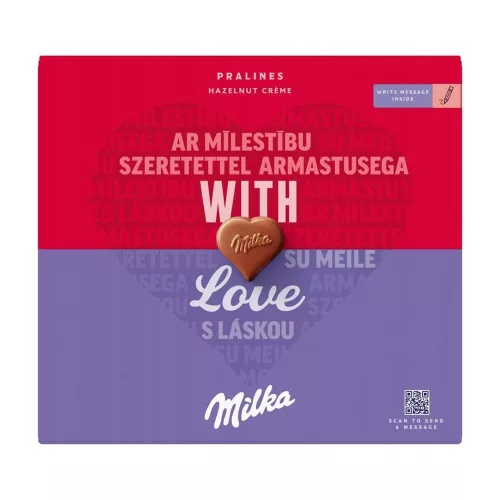 Milka I Love Milka alpesi tejcsokoládé praliné mogyorós krémtöltelék-110g