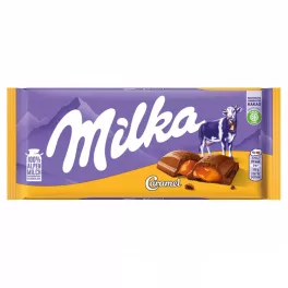 Milka alpesi tejcsokoládé karamellás töltelékkel - 100g