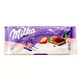   Milka alpesi tejcsokoládé eperízű krémmel töltve - 100g