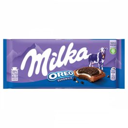   Milka Oreo Sandwich kakaós kekszek vaníliaízű,tejes töltelék tejcsokin - 92g