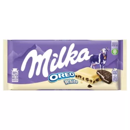   Milka Oreo White fehér csokoládé vaníliás,tejes krém,kakaós keksz - 100g