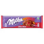 Milka alpesi tejcsokoládé meggyes zselédarabkákkal, cukordrazséval - 250g