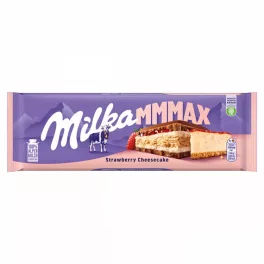   Milka alpesi tejcsokoládé sajttortaízű krém, epres töltelék, keksz- 300g