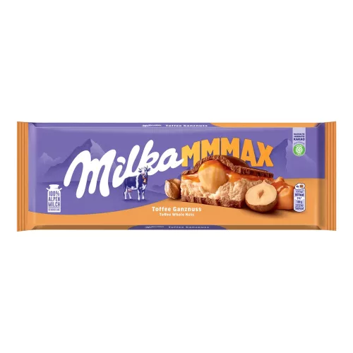  Milka alpesi tejcsokoládé karamell ízű tejes krém, egész mogyoró-300g