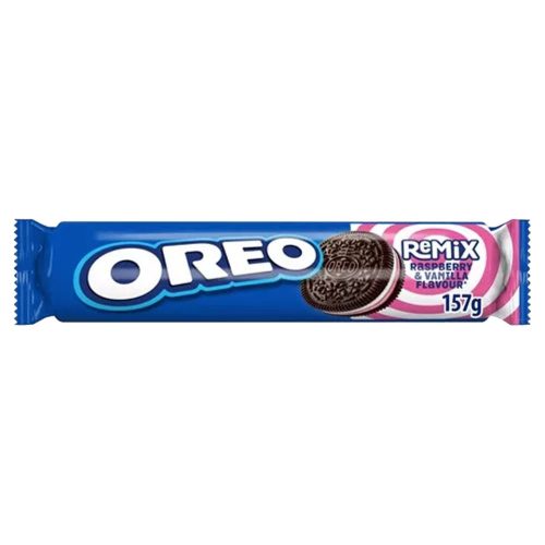 Oreo Remix vaníliaízű-málnaízű töltelékkel töltött kakaós keksz-157g