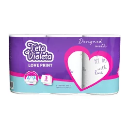   Violeta Love 3 rétegű papírtörlő 3 tekercs, színes mintás