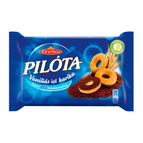 Győri Pilóta vaníliás ízű karika kakaós tejbevonómasszával - 150g