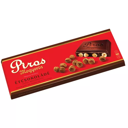 Piros mogyorós étcsokoládé -  225g