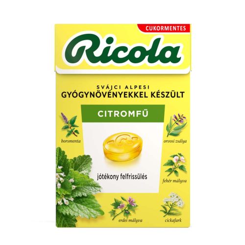 Ricola Citromfű cukormentes svájci gyógynövényes cukorka-40 g