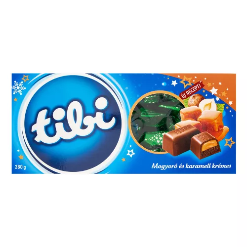 Tibi szaloncukor tejcsokoládé mogyoró és karamell krémmel - 280g