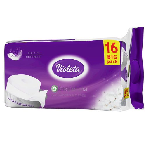 Violeta toalett papír prémium 3 rétegű, fehér, 16 tekercs