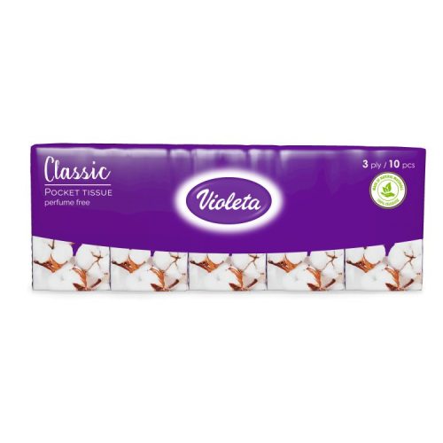 Violeta papírzsebkendő 3 rétegű classic soft - 10x10db