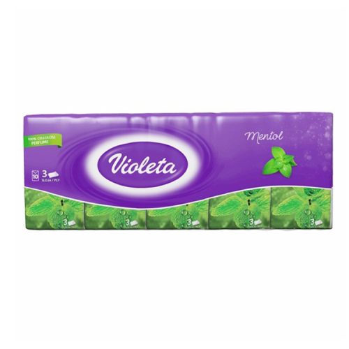 Violeta papírzsebkendő 3 rétegű mentol - 10x10db