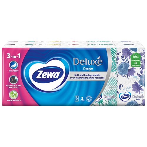 Zewa Deluxe Design (színes) 3 rétegű papírzsebkendő - 10x10 db