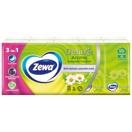 Zewa Deluxe Camomile Comfort (kamilla) 3 rétegű papírzsebkendő - 10x10 db