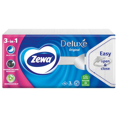 Zewa Deluxe Classic (fehér) 3 rétegű papírzsebkendő - 90 db