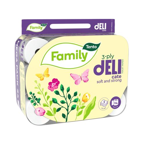 Tento Family DELIcate 3 rétegű toalettpapír 32 tekercs, fehér
