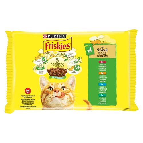 FRISKIES szósz marha csirke tonhal tőkehal nedves macskaeledel 4x85g