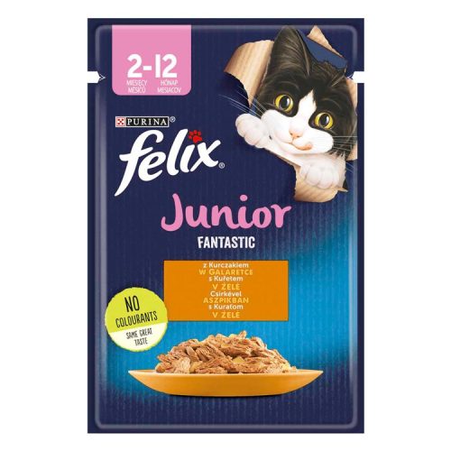 FELIX FANTASTIC junior csirkével aszpikban nedves macskaeledel 85g