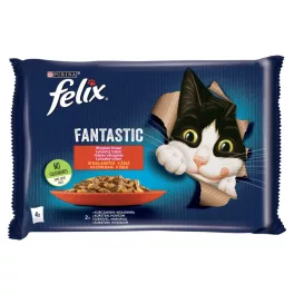   FELIX FANTASTIC marha csirke aszpikban nedves macskaeledel - 4x85g
