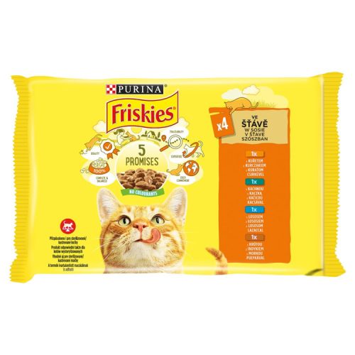 FRISKIES szósz csirke kacsa lazac pulyka nedves macskaeledel 4x85g