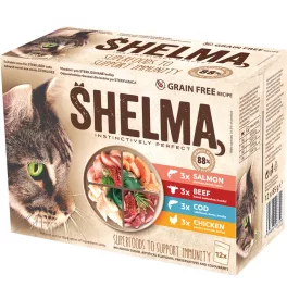   Shelma alutasakos macskaeledel hús és halmix 12*85g - 1020g