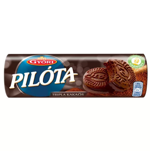 Győri Pilóta tripla kakaós krémmel töltött kakaós keksz - 180g