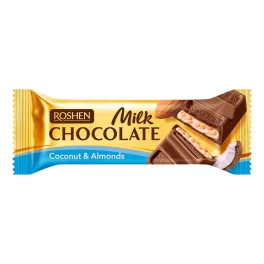 Roshen szelet tejcsokoládé kókuszos és mandulás - 29 g