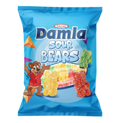 Damla maci savanyú, vegyes gyümölcs ízű gumicukorka cukorral megszórva - 80g