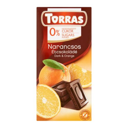 Torras táblás narancsos étcsokoládé hozzáadott cukor nélkül - 75g