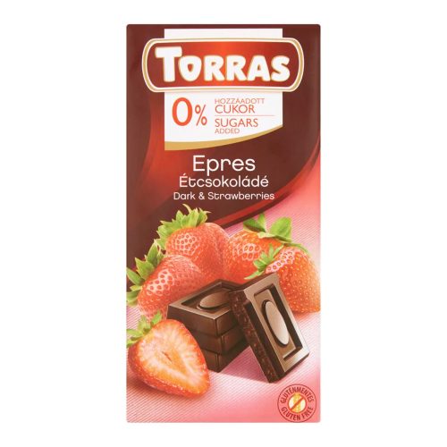 Torras táblás epres étcsokoládé hozzáadott cukor nélkül - 75g