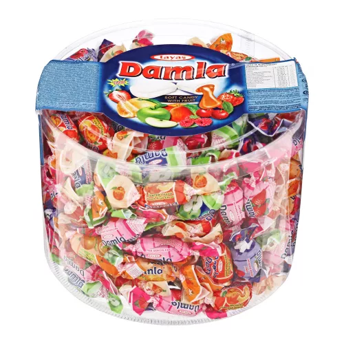 Damla gyümölcs ízű töltelékkel töltött puhakaramella mix henger - 1000g