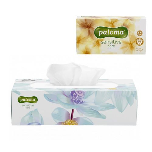 Paloma Sensitive Care (shea vaj) 3 rétegű kozm.kendő/ papírzsebkendő - 80db