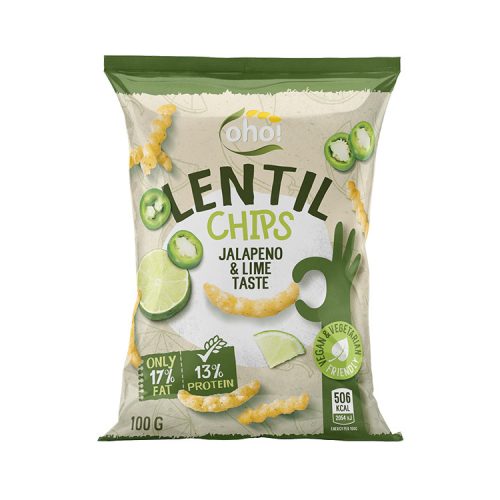 OHO Lencse chips vegan Jalapeno-lime - 100g