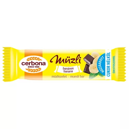 Cerbona müzliszelet banános kakaós tejbev. hozzáadott cukor nélküli - 20g