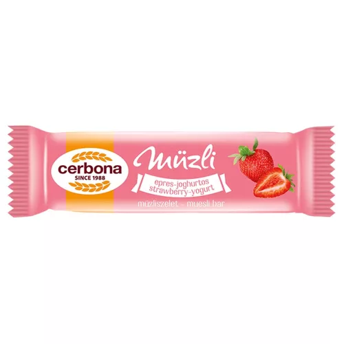 Cerbona müzliszelet epres joghurt bevonattal - 20g