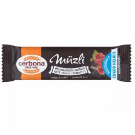   Cerbona étcsokoládés-málnás müzliszelet, kakaós bevonattal, HCN - 20g