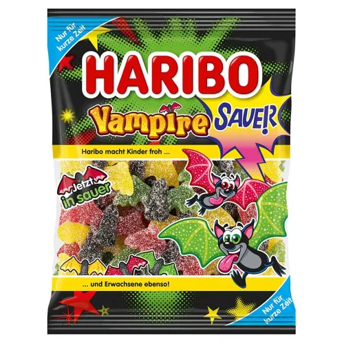 Haribo Vampire Sauer gyümölcsízű savanyú gumicukorka medvecukorral - 175 g