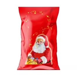   Mikulás zacskó piros, puttonyos mikulással 200*350*0,02.MM - 100db/cs