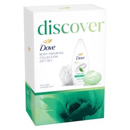   Dove Discover ajándékcsomag (tusfürdő 250 ml + szappan 90 g + fürdőpamacs)