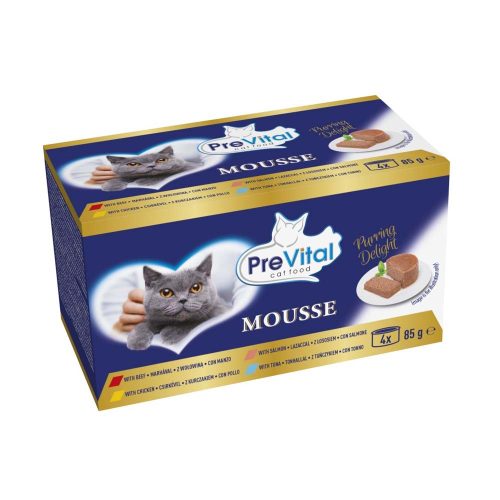 PreVital Nedves Macskaeledel Mousse vegyes felnőtt 4x85g - 340g