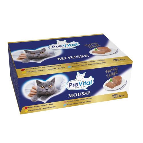 PreVital Nedves Macskaeledel Mousse vegyes felnőtt 12x85g - 1020g