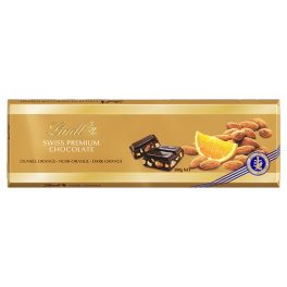   Lindt Swiss Premium étcsokoládé naranccsal és mandulával - 300g
