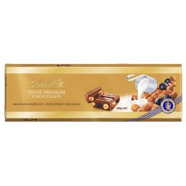   Lindt Swiss Premium tejcsokoládé mazsola,egész mogyoró és mandula -300g